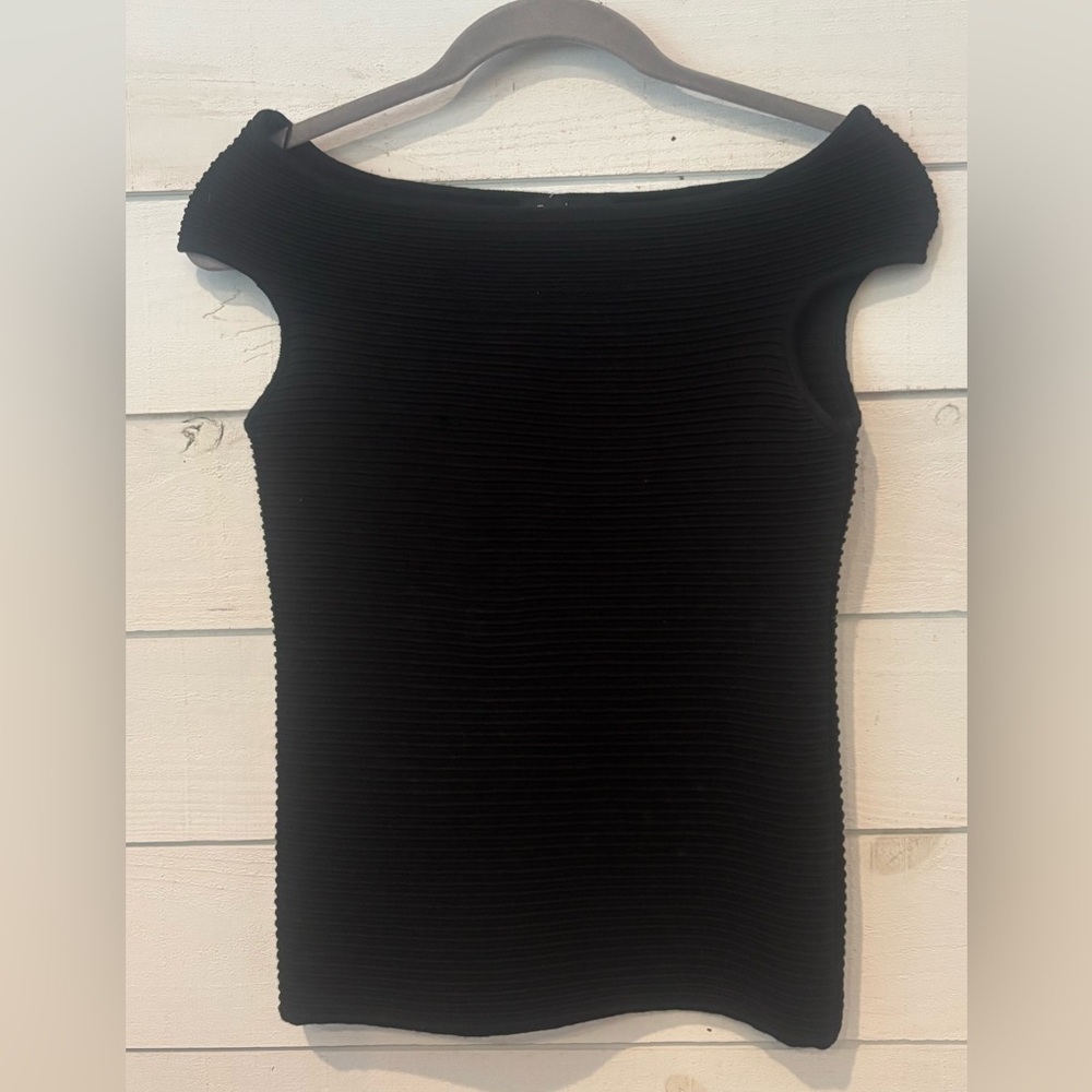 White House Black Market Off the Shoulder, Ribbed Shirt in Black, Women's XS
